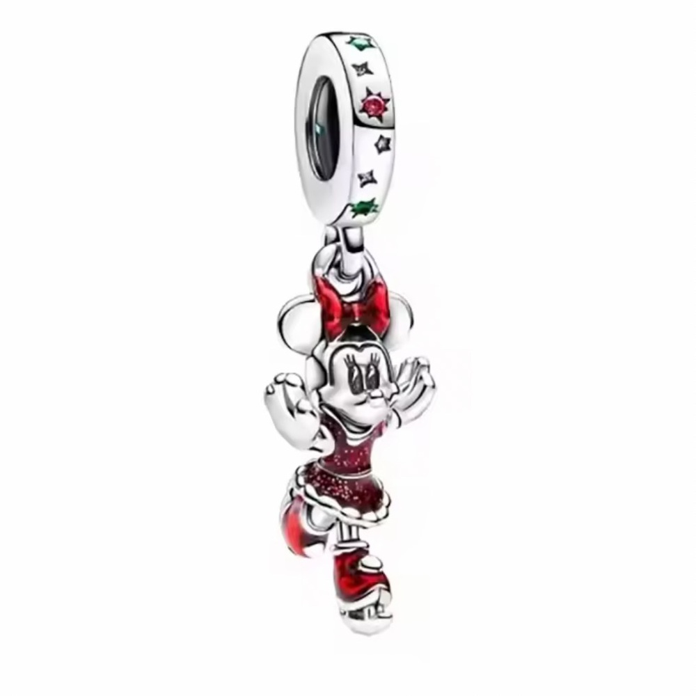 NWOT Disney Minnie Mouse Ice Skating Dangle Charm Sterling Silver 925